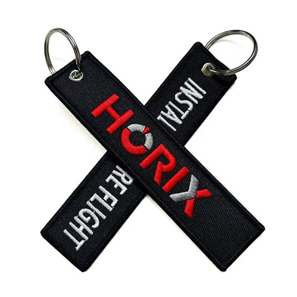 Wholesale Olecranon Hook Cheap Custom Flight Fabric Embroidery Jet Tag Woven Keychain With Your Own Logo