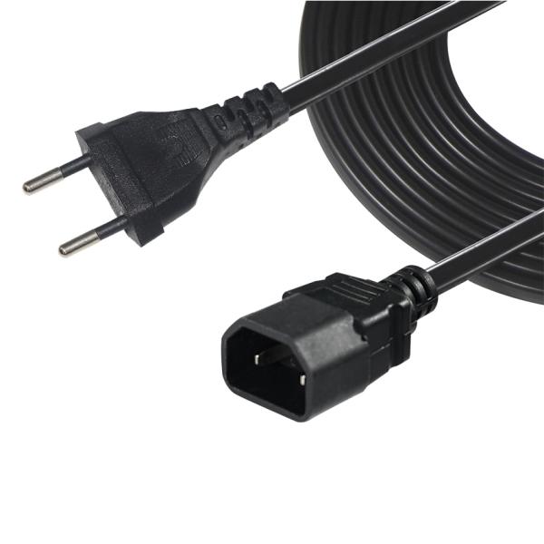 EU Plug To IEC C18 Power Cord Cable européen à courant alternatif à 2 broches pour adaptateur d'ordinateur portable, amplificateur audio, projecteur, imprimante, 250V 2,5A