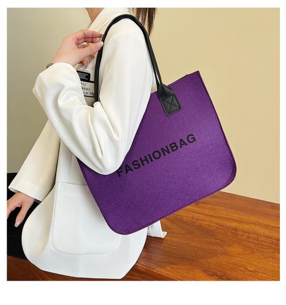 Versatile Felt Bag, Shoulder Handbag, Felt Tote Bag, Leather Strap, Shopping Bag, Large Quantity Discount Large Reusable Bags Heavy Duty Grocery Tote Bag