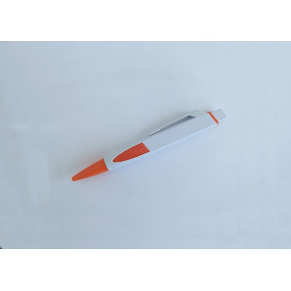 White Plastic Ball Point Pen with Rubber and logo for Promotion (P3025)