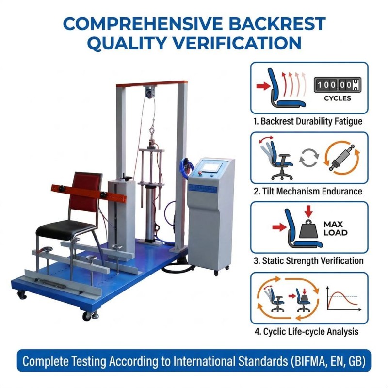 Office Chair Backrest Reciprocating Pull Fatigue Tester Chair Back Durability Testing Machine Comply With BIFMA EN Standard