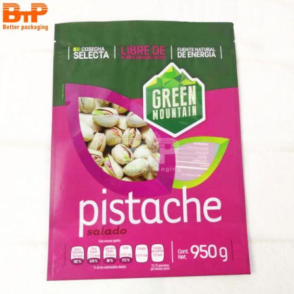 950g Pistachio Nuts Stand up Zipper PET Laminated PE Packaging Pouch for Snack Bag Dried Fruit Doypack Package