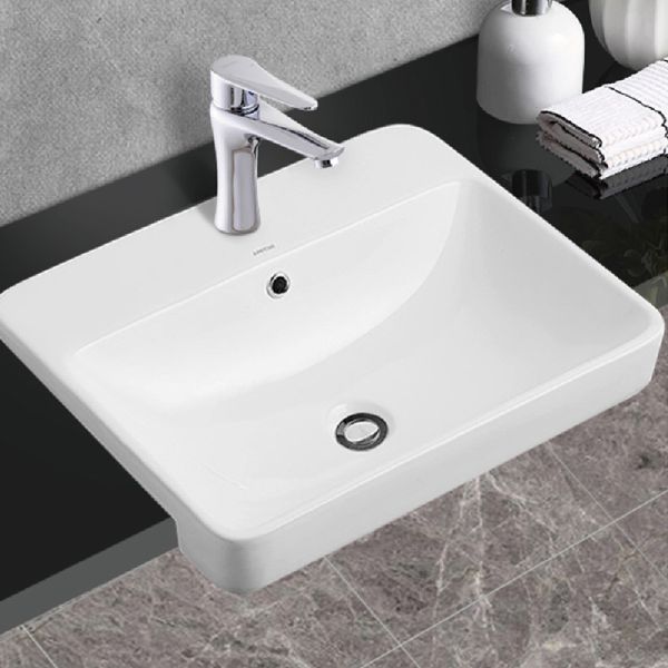 Керамический Semi утопленный таз мытья 586x470x173mm с переполнением