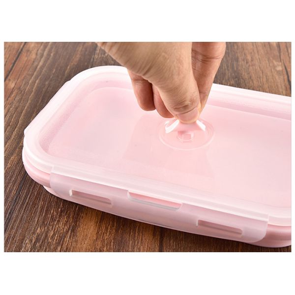 FDA silicone foldable lunch box silicone microwave lunch box portable silicone lunch box