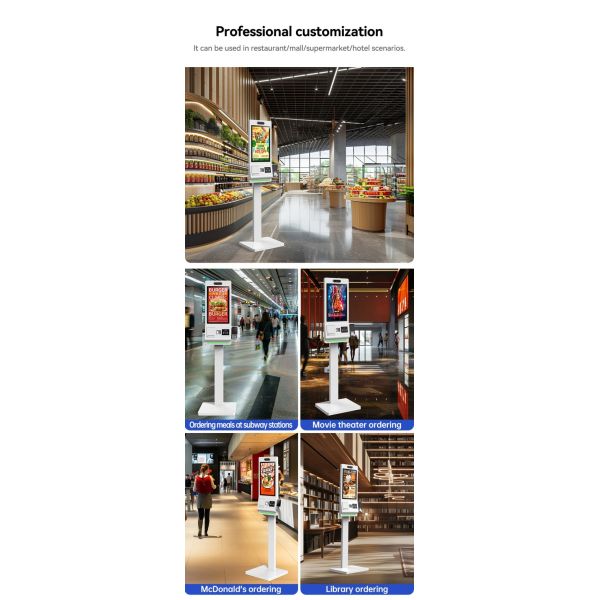 Factory Price Customizable 21.5 Inch Touch Screen Square Self Order Kiosk Machine with SDK Barcode Reader