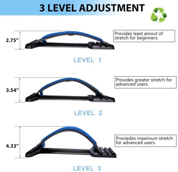 Back Stretcher Lumbar Back Pain Relief Device Multi-Level Back Massager Lumbar Pain Relief for Herniated