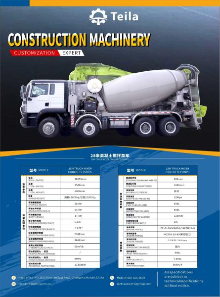 Teila 28M Concrete Pump Mixer Truck HMG5432JBC-28 Truck Mixer Concrete Pumps