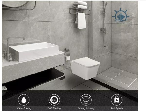 White Wall Mounted Sanitary Ware One Piece Toilet For Small Bathroom