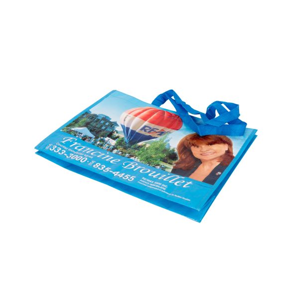 OPP Coated Woven Shopping Bags With Cold Seal Block Bottom Gravure Printing