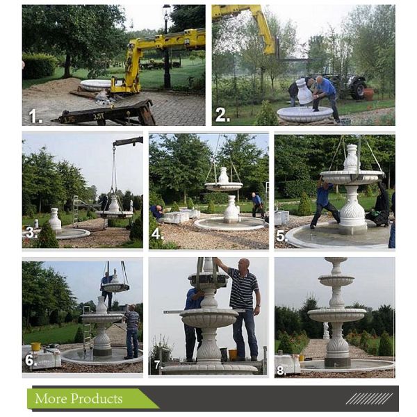 Outdoor Garden Decor Large Stone Marble Lionhead Fountains Statue for Sale