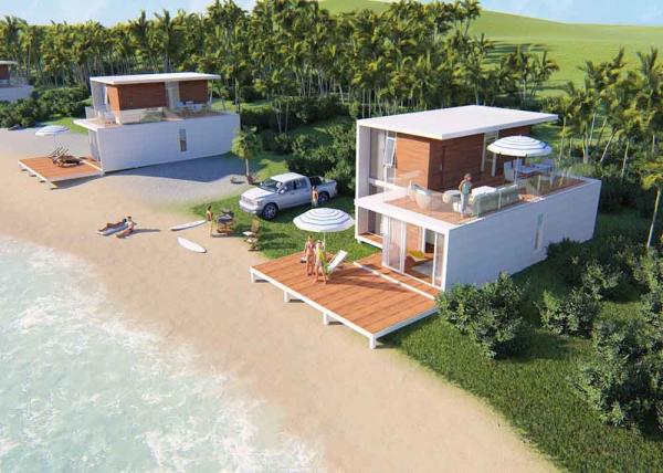 2 casas de luxo luxuosas da casa pré-fabricada do quarto, casas luxuosas brancas da casa pré-fabricada com balcão