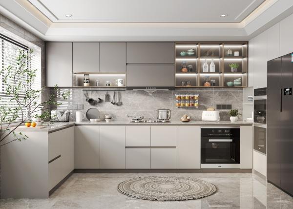 Cuisine Luxury Marble High End Wood Kitchen Cabinets For Villa Townhouse Apartment Hotel Restaurant