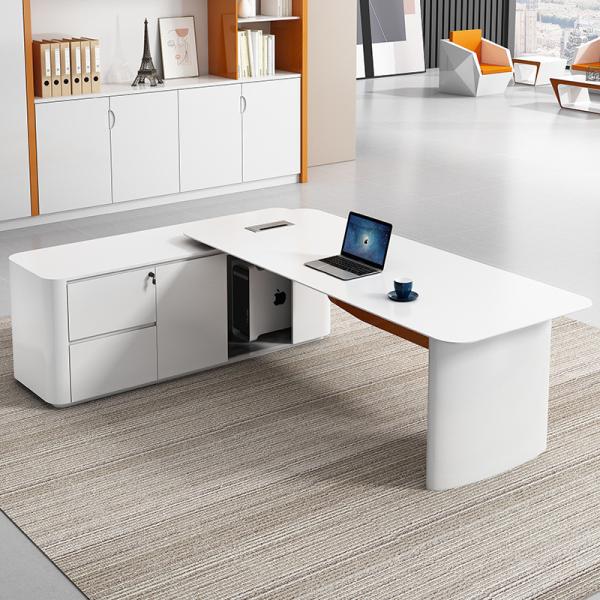 ISO9001/ISO14001 Certified JUNYI CEO Office Desk and Chair Set with MDF Baking Varnish