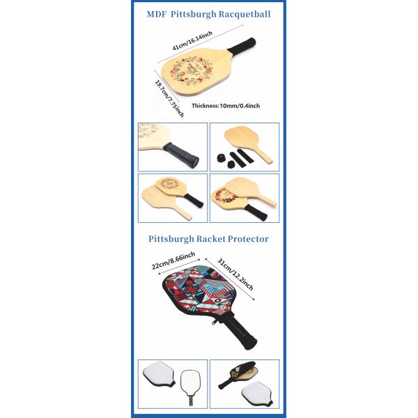 ZELOYAUT Wholesale Sublimation Blanks Hot Sales Mdf Sublimation Pick Racket Blanks Custom logo Diy Outdoor Pick Racket Gifts