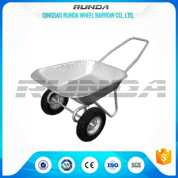Tubular Steel Axle Heavy Duty Wheelbarrow , Dual Wheel Wheelbarrow 80kg Load