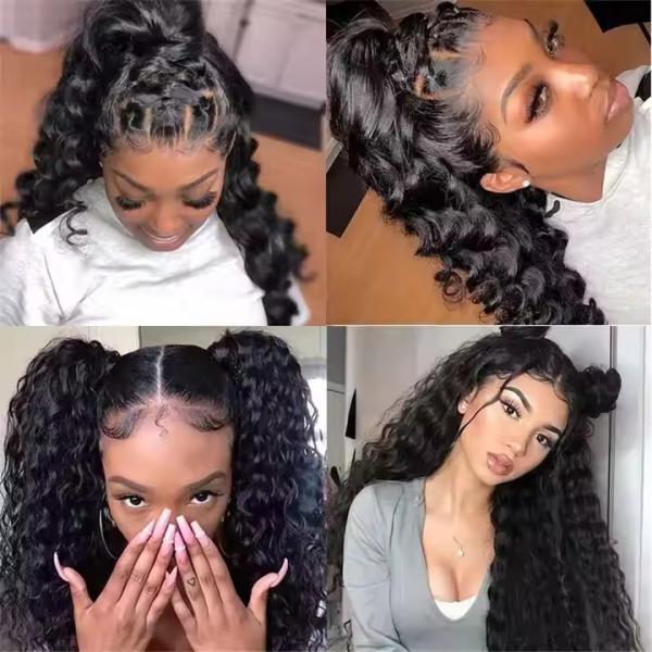 Deep Wave 360 HD Lace Front Human Hair Wig Brazilian Curly Preplucked Wig