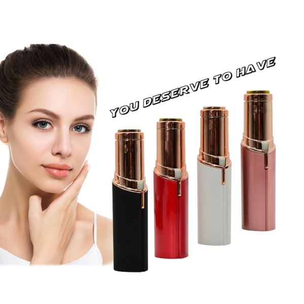Rechargeable Mini Painless Face Hair Remover Gold Plated Lipstick Shaped