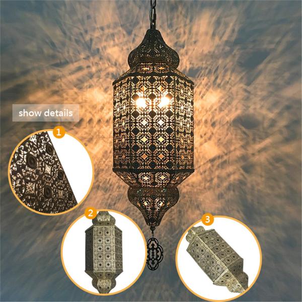 Metal Hollow Hanging Light Morocco Exotic Pendant Light for Turkish Southeast Asia Cloth Shop Light(WH-DC-20)