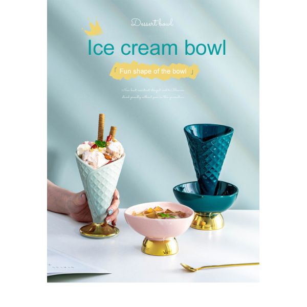 Porcelain Ceramic Home Decoration Cup For Ice Cream Dessert OEM