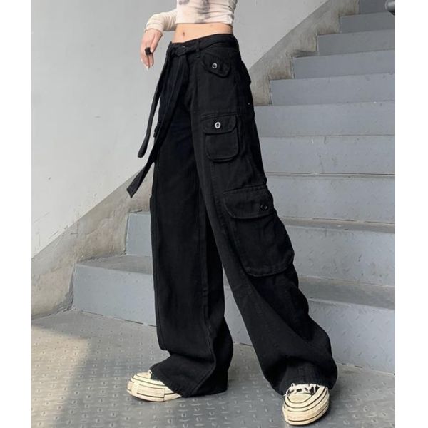 Брюки груза кармана фабрики одежды небольшого количества винтажные Multi освобождают прямые брюки джинсов