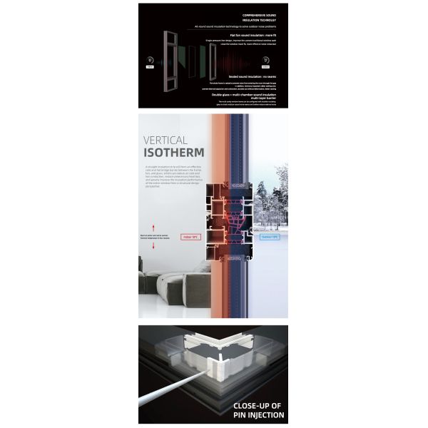 Isolamento acústico à prova de furacão Porta dobrável de vidro duplo de vidro de alumínio Patio Porta dobrável de vidro