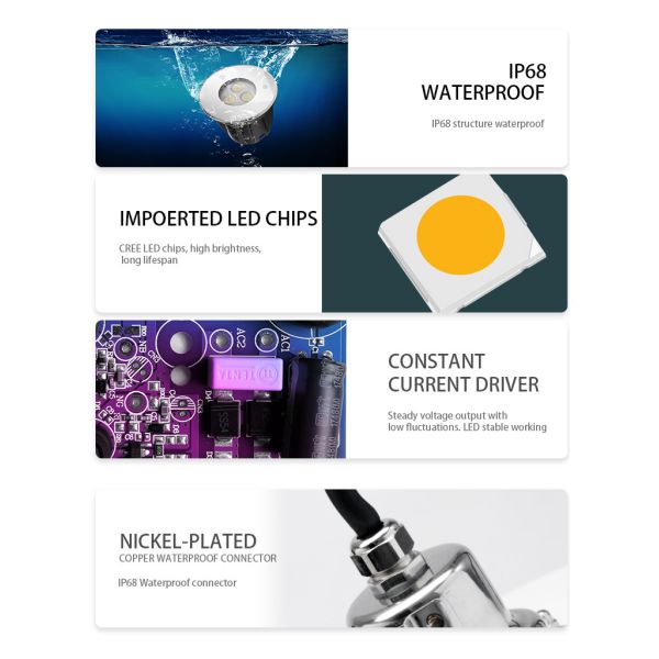 обломоки КРИ света SS316L СИД 3W DC24V RGB подводные земные