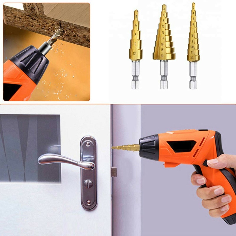 3 Piece Drill Bit Set  Metric 4 - 12MM 20MM 30mm TiN Coated Metric Drill Sets