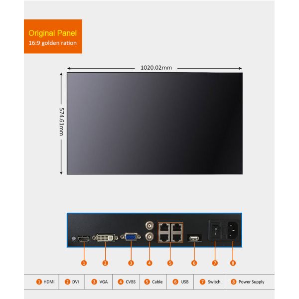 46 Inch Interactive Video Wall 1.7mm Resolution 1920*1080 With 500nits 60Hz