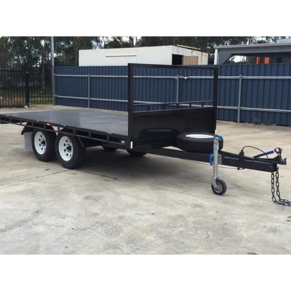 14 x 8ft Hydraulic Tipping Flat Top Tandem Trailer With Disc Brakes / LED Lights