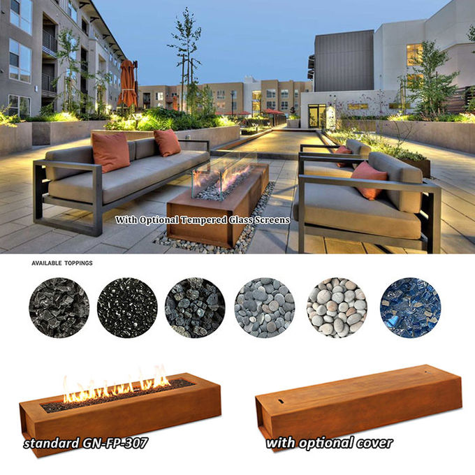 Яма огня стали Corten топления пропана газа украшение двора 1200 x 600 x 320mm