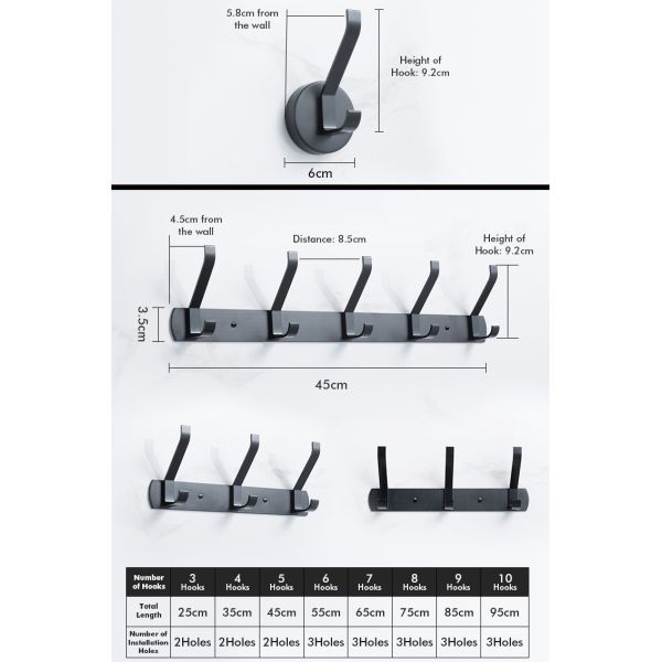 Aluminum Alloy Stainless Steel Clothes Hanger Hooks Wall Mounted OEM ODM