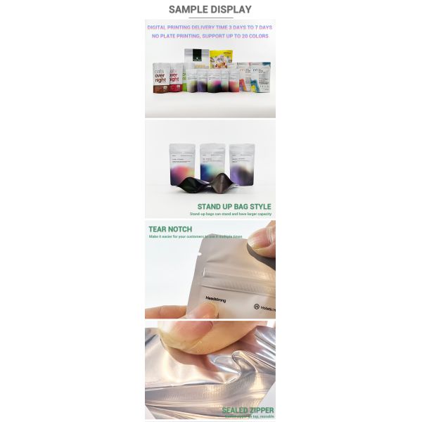 Foil Laminated Plastic Child Proof Pouch 7g 28g 35g Mylar  Bag Resealable Ziplock Packaging Bag Customized logo