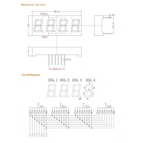 0.40 Inch 4 digit LED Seven Segment Display