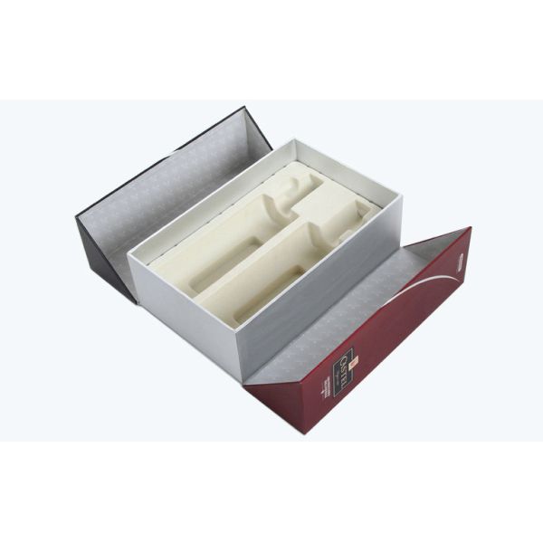 custom flocking blister gift box   middle opened flocking blister wine box