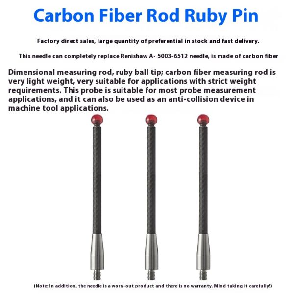 Renishaw A-5003-6512 Three-Coordinate Stylus 6.0 200mm Long Carbon Fiber for Milling Machine M4 Tooth Ruby 0.1kg 3 Months