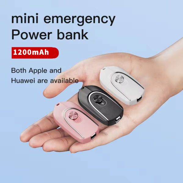 2 In 1 Multi Purpose 1200mah Mini Power Bank Outdoor Travel Charging Keychain PowerBank Mobile Phone Charge