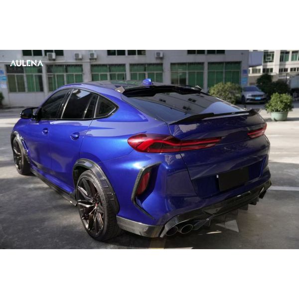 For BMW X6M Dry Carbon Fiber Body Kit X6M Aulena-style Front Lip Diffuser Spoiler Hood Wheel Arch X6M Wide-body Kit