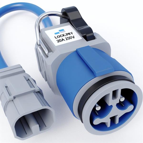 Conector de cable Powercon bloqueable 20A 250V Azul Entrada Gris Salida