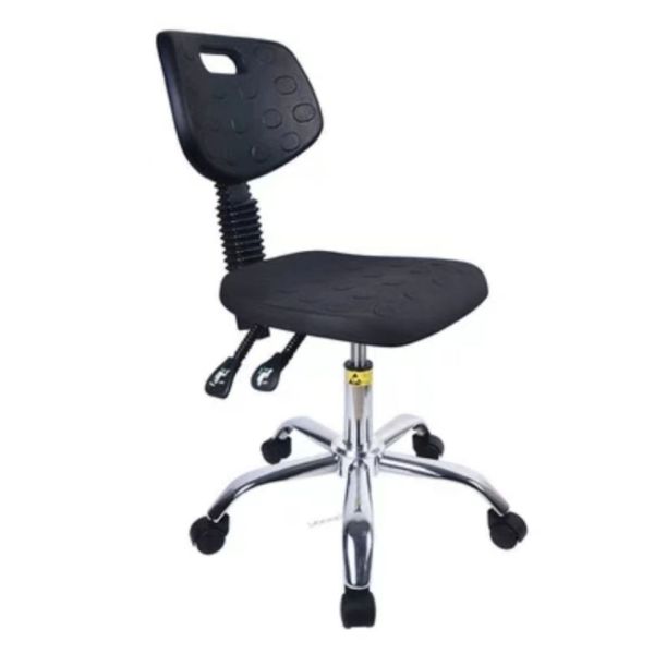 ESD PU Leather Red Color Round Bar Stools With Footrest Lab Furniture