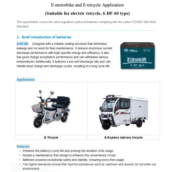CE SDS Rechargeable 6-DF-60 Lead Acid Batteries For Sale 60Ah Electric Tricycle 15.18+-0.2kg