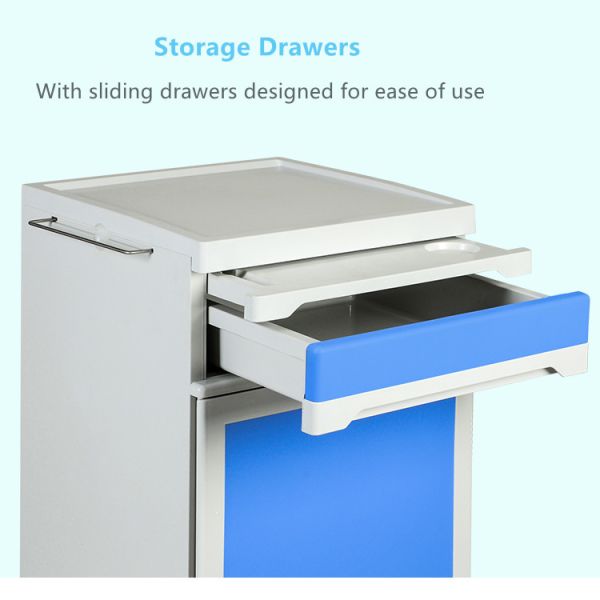 Multifunctional Adjustable Medical Bedside Table Hospital Durable Steel Lockers