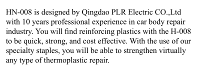 HOTSTAPLER FOR PLASTIC AUTO BODY REPAIR