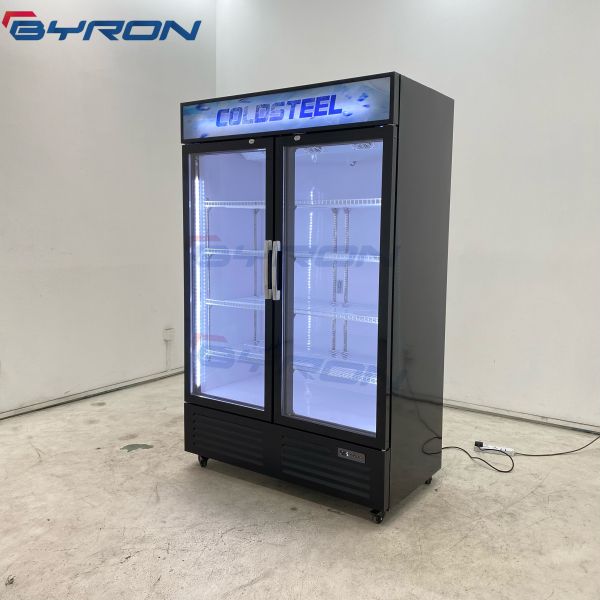 Double Door Beverage Cooler Dual Zone Wine Fridge Energy Efficiency