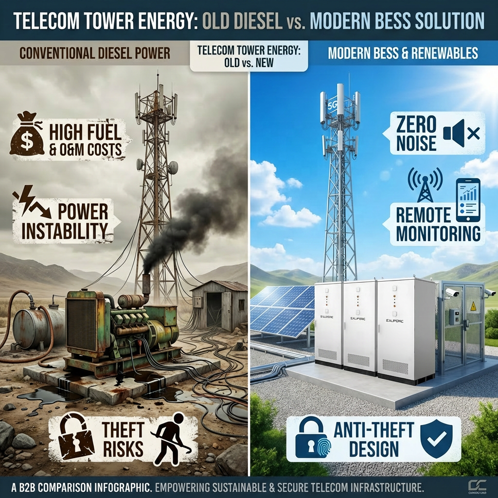 5G Telecom Base Station BESS 125kW 261kWh Solar Storage Diesel Replacement Power Solution