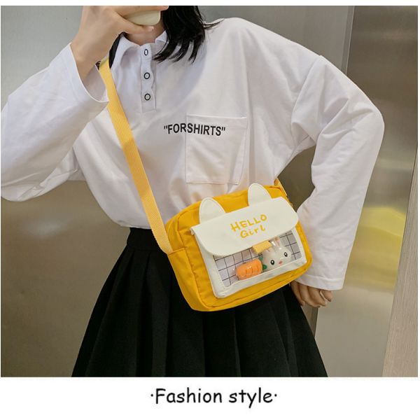 ins cute rabbit canvas bag flower kids girls bag heart student crossbody customs logo picture bag Yiwu wholesale