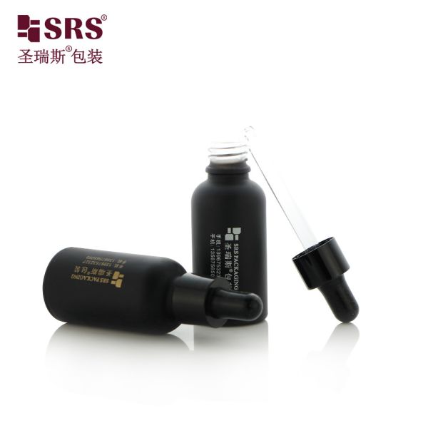 Black Plastic Dropper Glass Bottle 5ml 10ml 15ml 20ml 30ml 50ml 100ml For Oil