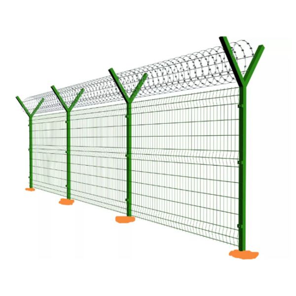 50x100mm Y Post Airport 358 Security Fence Bto22 Pvc Coated With Razor Barbed Wire