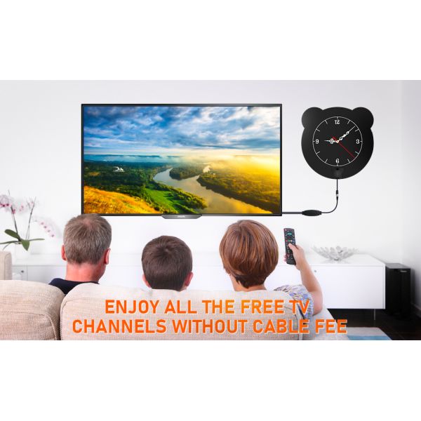 FCC REACH 150 Miles Range Digital HDTV Antenna Square Clock Type