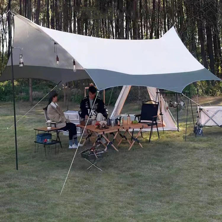 Утюга трубы серебряное ткани с покрытием крана попа укрытие Солнца Cabana пляжа вверх с веревочкой ветра