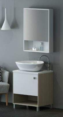 Bathroom MDF  Floor Mounted Vanity Unit  With Marble Countertop Ceramic Basin